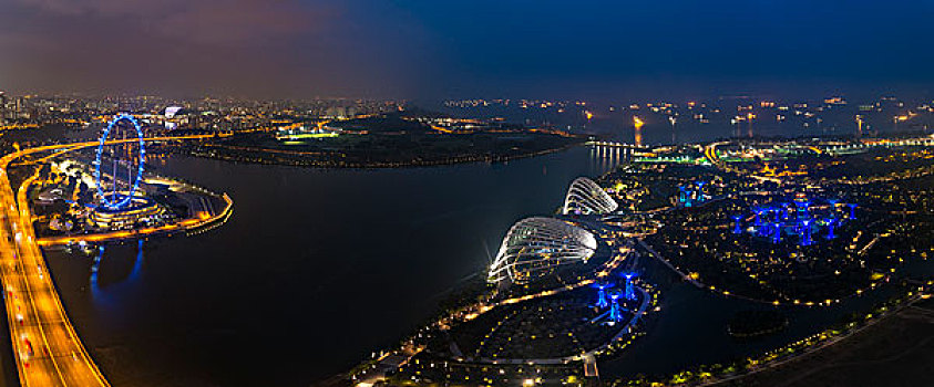 摩天轮,花园,湾,花,圆顶,夜晚,新加坡,亚洲
