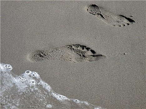 脚印,湿,沙子