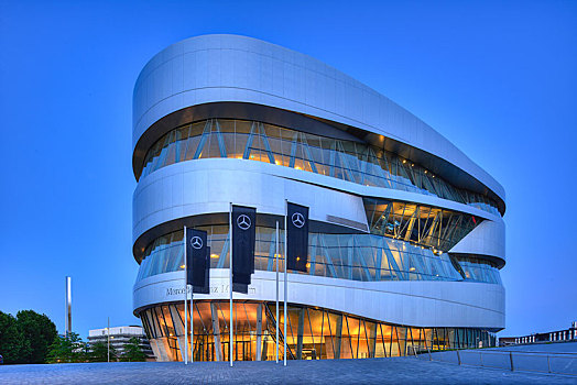 奔驰博物馆,蓝色,钟点,斯图加特,巴登符腾堡,德国,欧洲