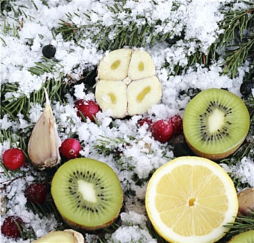 水果,雪