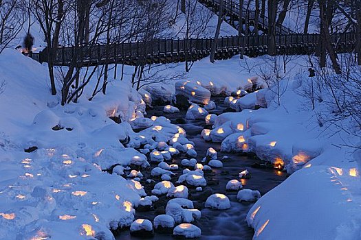 雪,蜡烛,亮光,小路