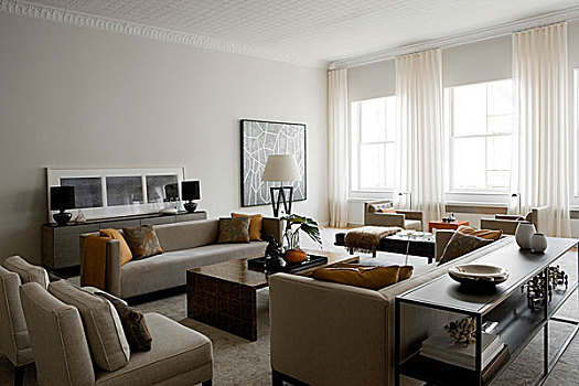 软垫,座椅,宽敞,现代,起居室