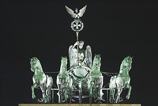 光亮,雕塑,四马二轮战车,勃兰登堡门,柏林,德国