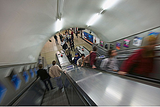 人,向上,下降,地铁,扶梯,伦敦,英格兰