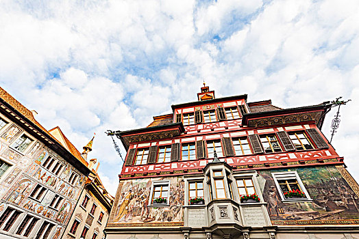 瑞士,沙夫豪森,莱茵,康士坦茨湖,老城,市政厅,建筑,描绘