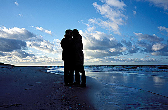 情侣,海滩