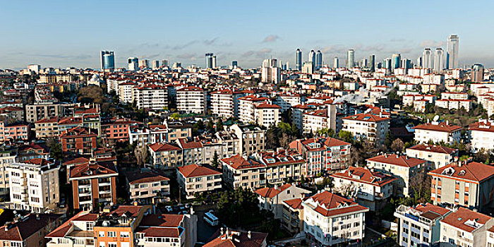 城市,住宅,建筑,摩天大楼,蓝天,伊斯坦布尔,土耳其