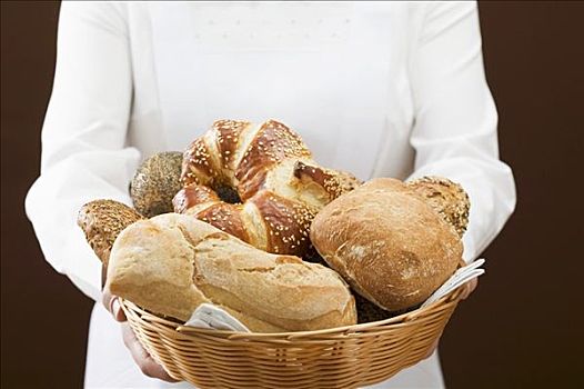 女服务员,种类,面包卷,面包筐