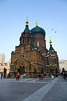 索非尔教堂,广场,白天,城市,黑龙江,哈尔滨