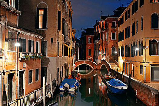 威尼斯,运河,夜拍,桥,古建筑,意大利