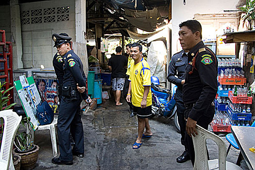 警察,市场,泰国,一月,2007年