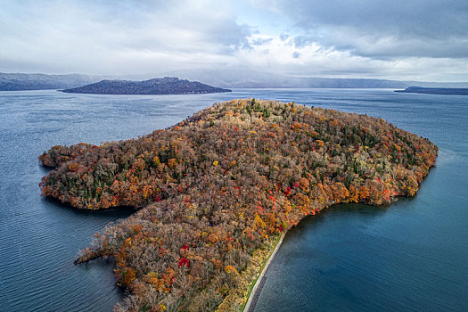 航拍,屈斜路湖,北海道,日本