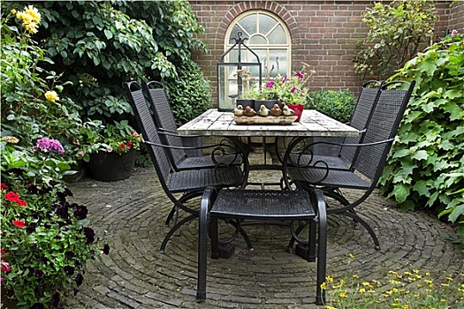 铁,桌子,椅子,花园