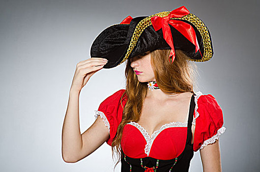 女人,海盗,戴着,帽子,服饰