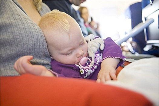幼儿,女孩,睡觉,飞机