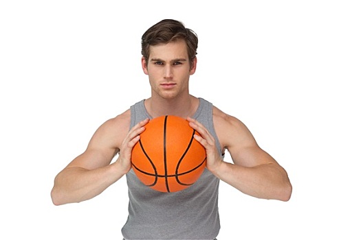 健身,男人,拿着,篮球,投掷