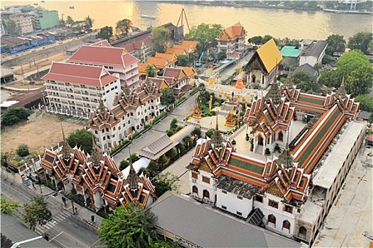 航拍,佛教寺庙,曼谷,泰国