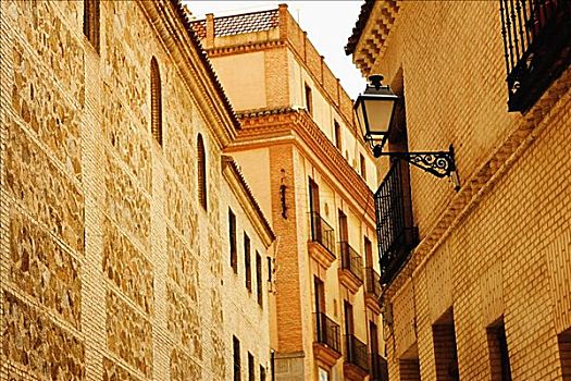 仰视,灯笼,墙壁,建筑,托莱多,西班牙