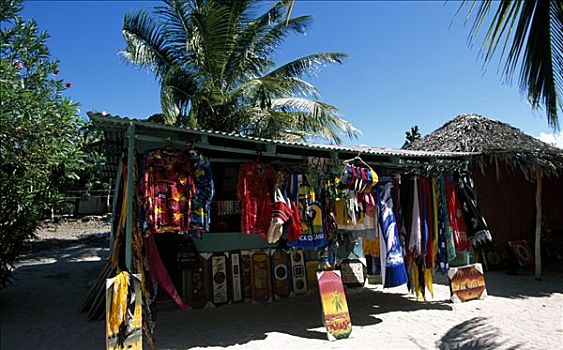 货摊,干盐湖,绍纳岛,多米尼加共和国,加勒比海