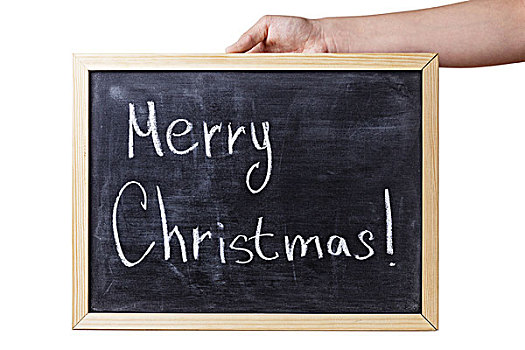 女性,青少年,握着,黑板,圣诞快乐,文字,隔绝