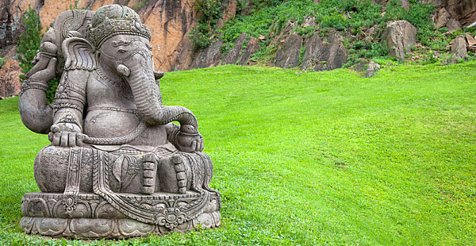 象头神迦尼萨,雕塑,漂亮,山,花园
