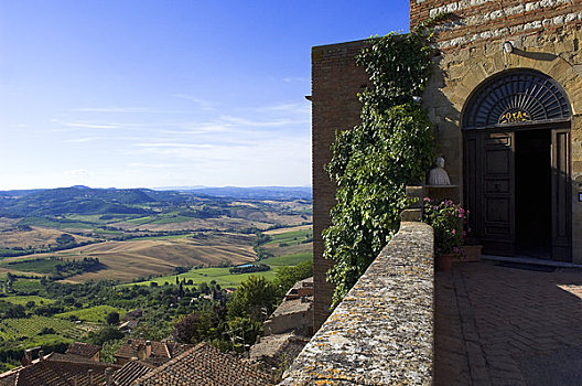 风景,蒙蒂普尔查诺红葡萄酒,锡耶纳,托斯卡纳,意大利