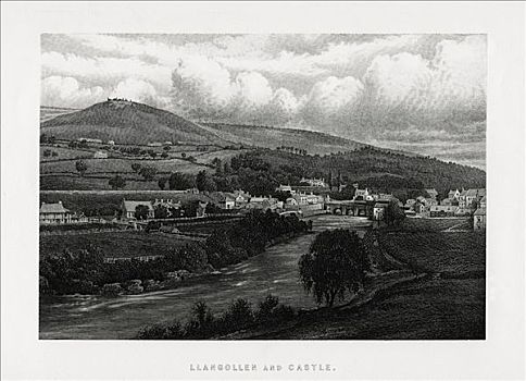 兰戈伦,城堡,登比郡,北威尔士,1896年,艺术家,未知
