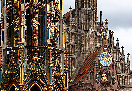 14世纪,喷泉,建造,圣母教堂,英国,圣母大教堂,纽伦堡,德国