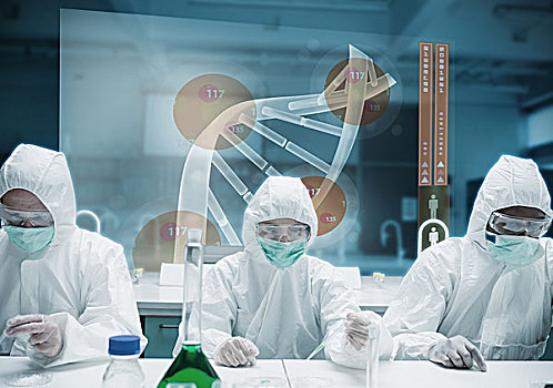 科学家,工作,实验室,未来,界面,展示,基因