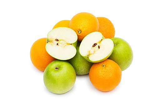 苹果,橘子,隔绝,白色背景
