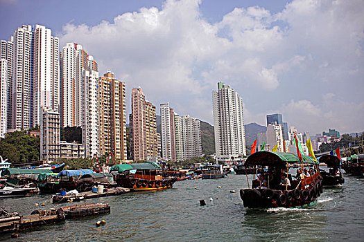 中国,香港,游轮,传统,舢板