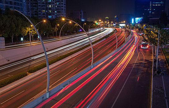 车流,灯光,夜晚街道