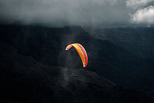 滑伞运动,俯视,火山地貌,特内里费岛,西海岸,西班牙,欧洲