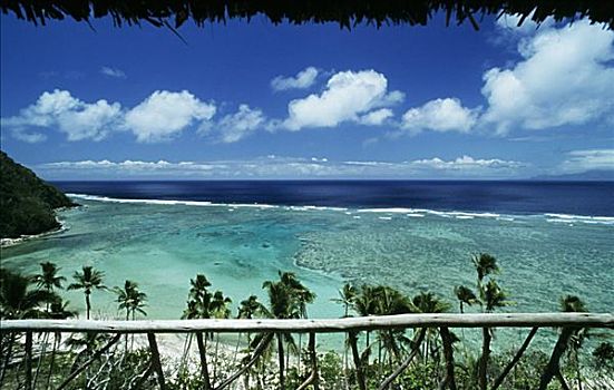 斐济,瓦卡亚岛,家,框架,茅草屋顶