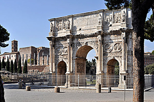 君士坦丁凯旋门,广场,罗马圆形大剧场,罗马,拉齐奥,意大利,欧洲