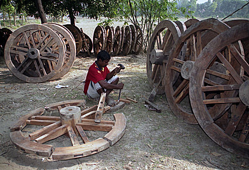 木质,轮子,制作,数字,孟加拉