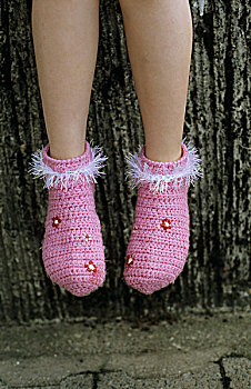 女孩,粉色,袜子