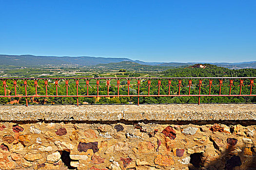 栏杆,石墙,鲁西永,沃克吕兹省,普罗旺斯,法国
