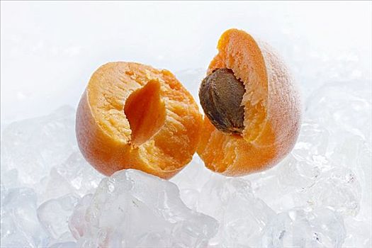 冰冻,杏,一半,冰块