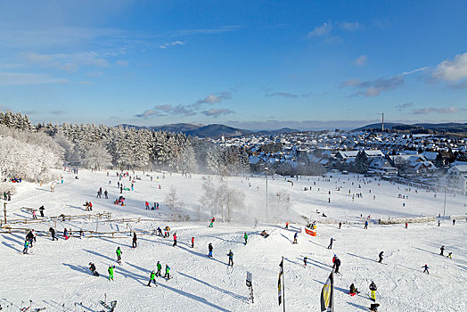 滑雪,滑雪坡,藻厄兰,北莱茵威斯特伐利亚,滑雪胜地,德国,欧洲