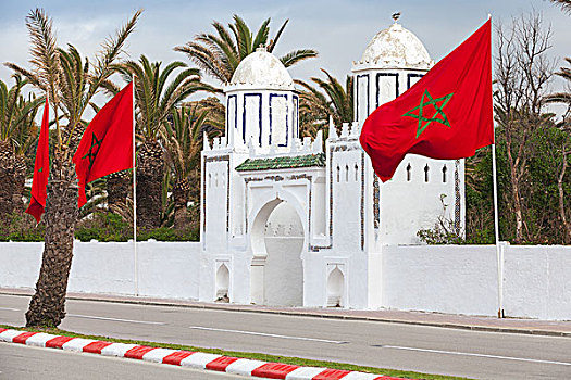 古老,白色,大门,公园,旗帜,丹吉尔,摩洛哥