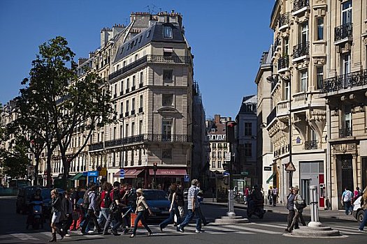 人,穿过,街道,圣日耳曼,巴黎,法国