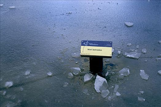 冰,表面,自然保护区,荷兰