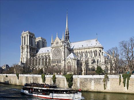 法国,巴黎,巴黎圣母院,大教堂,全视图