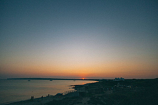 落日,海滩,风景,福门特拉岛