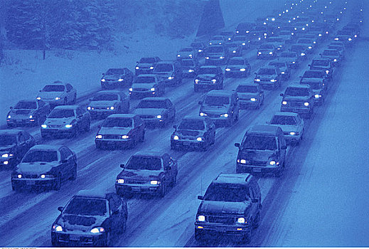 公路,交通,雪中,风暴,多伦多,安大略省,加拿大