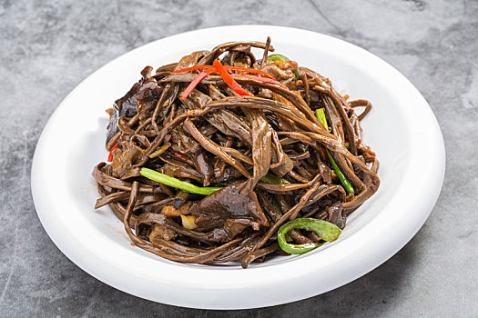 中式菜肴干煸茶树菇