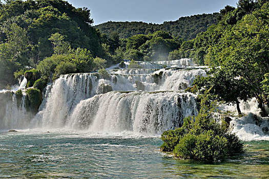 瀑布,卡尔卡,国家公园,达尔马提亚,克罗地亚,欧洲