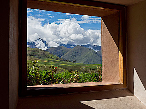 风景,窗户,安迪斯山脉
