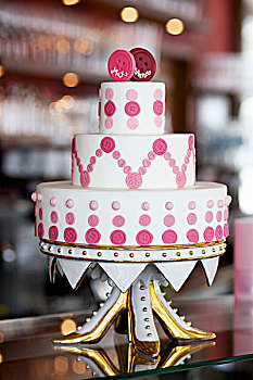 异常,婚礼蛋糕,装饰,粉色,镀金,点心架